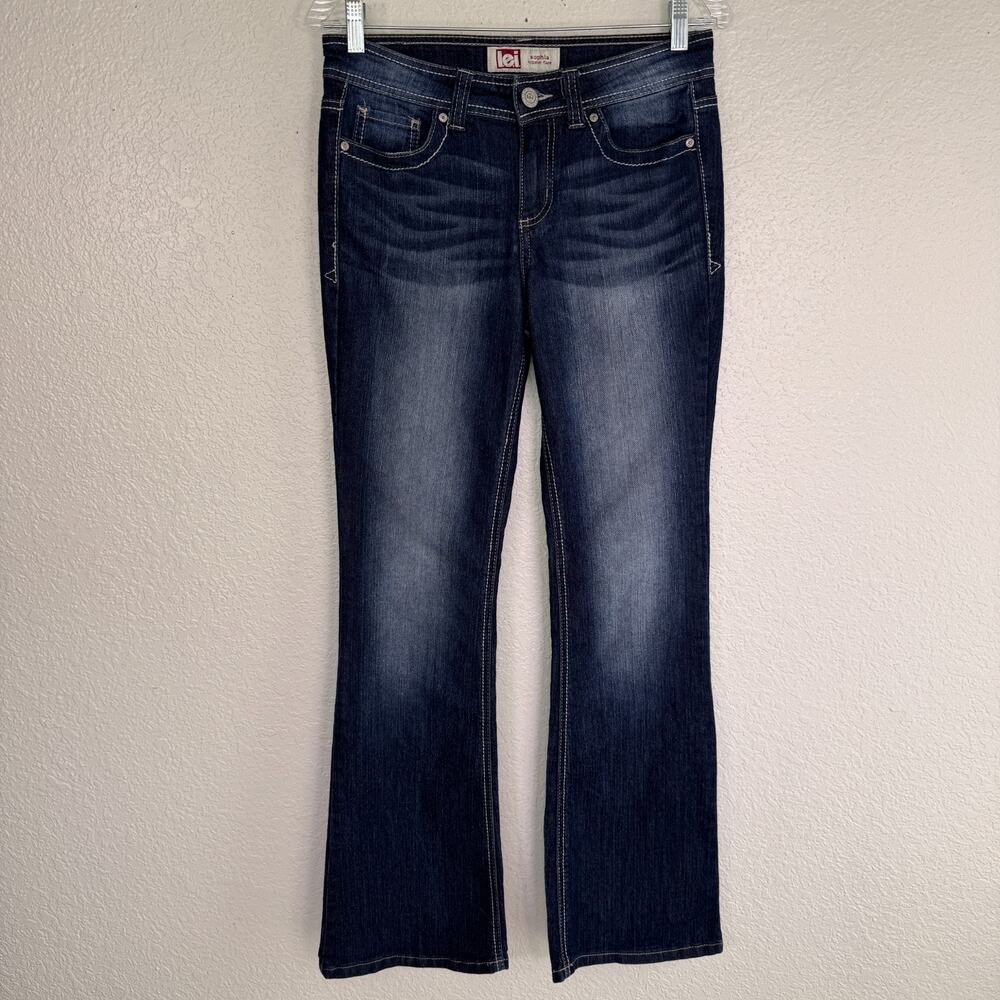 LEI Jeans size 7 Long Y2K Sophia Hipster Flare Low Rise Denim Flap Pocket 29x32